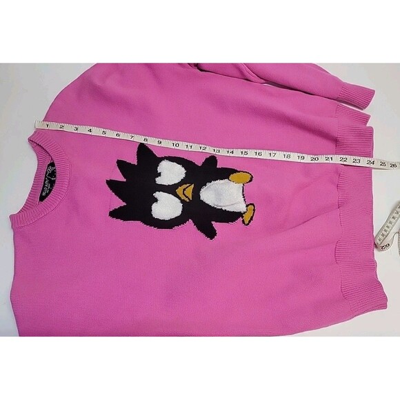 Forever 21 x Hello Kitty & Friends Badtz-Maru Pink Knit Sweater Pullover‎ Sz L - Picture 5 of 11